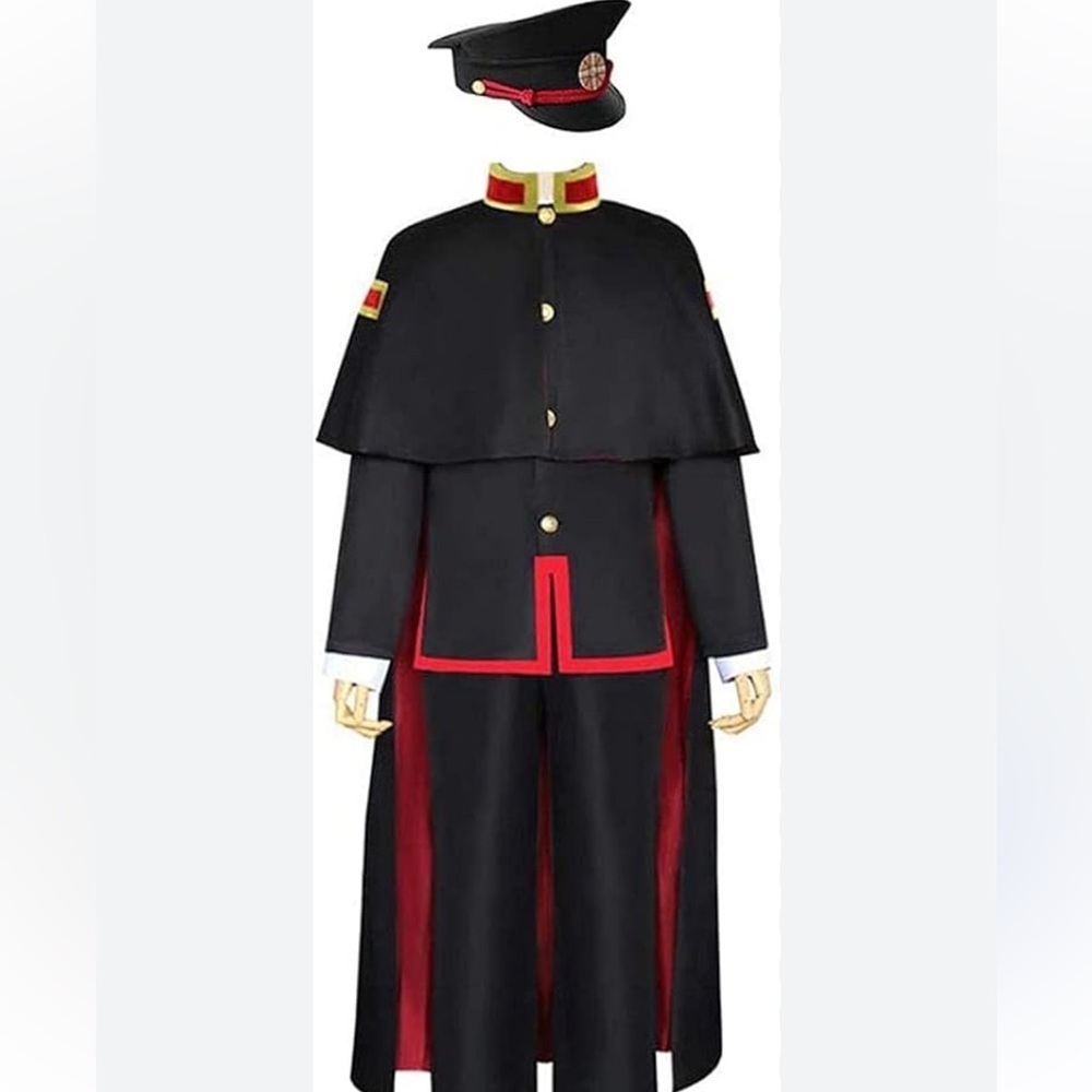 Cloak Cape Black Red Gold Cosplay Halloween Anime - Picture 7 of 8